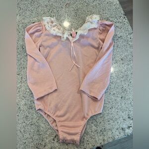 Vintage Y2K leotard pink dance toddler girl lace Brooke Lindsay